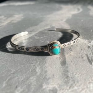 Handmade sterling silver cuff bracelet with turquoise stone